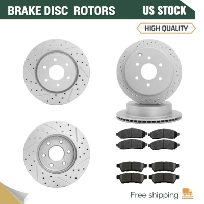 Rotores de disco de freno delanteros traseros y pastillas de cerámica para Nissan Frontier Xterra Equator Foto 1 de 4