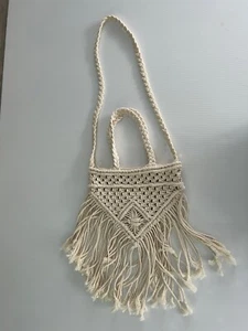 Handmade Macrame Knit Woven Bag Purse Boho Vintage Hippy - Picture 1 of 14