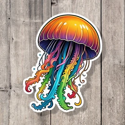 Pegatina de vinilo colorida de medusas pegatina para computadora portátil botella de agua calcomanía Foto 1 de 4