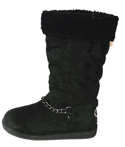 NEW GUESS Horizon Black Suede Calf Winter flat Boots 5.5 snow Faux Fur Collar - Picture 1 of 5