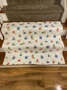 VTG 1988 Charles Owens Co Baby Blanket Circus Animals Trains Satin Trim 38 x 41 - Picture 1 of 9