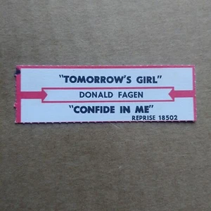 DONALD FAGEN Tomorrow's Girl JUKEBOX STRIP Record 45 rpm 7" - Picture 1 of 1