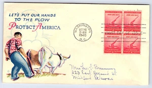 Patriotischer Brief WW2 Put Our Hands to the Plow Protect America CV18 - Bild 1 von 2