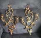 Vtg 1959 Syroco Hollywood Regency  Gold Wall Sconces Candle Holders  MCM # 3930