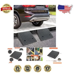 Heavy-Duty Rubber Curb Ramps, 2 Pack, 19.6"L x 19.6"W x 6"H - 6800 lbs Capacity - Picture 1 of 11