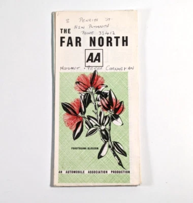Vintage 1958 New Zealand The Far North District Fold Out Map AA Auckland Auto - Image 1 of 4