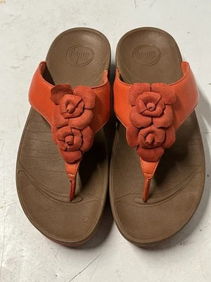 Chanclas Fitflop Bloom #498-210 Naranja Llama Floral Embellecido Cuero 8/39 Foto 1 de 4