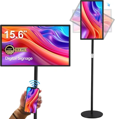 15.6" Digital Signage Display 10000 Mah Capacitive Touch Screen Advertising Disp - Image 1 of 4