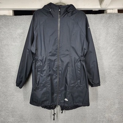 Chaqueta Abrigo de Lluvia Trespass Para Mujer Grande TP50 Impermeable a Prueba de Viento Negra con Capucha Foto 1 de 4