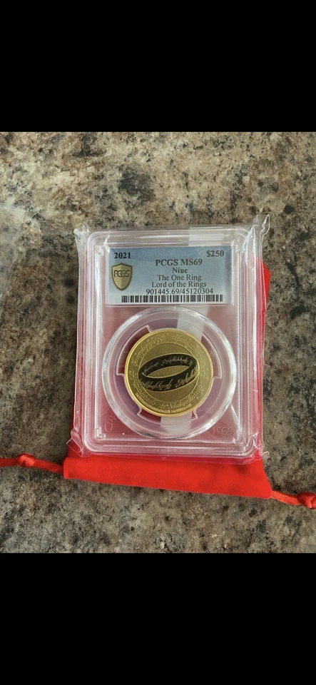 2021 $250 Nive 1 oz Gold .999 The One Ring PCGS MS 69 | LOTR Uncirculated UNC BU - Image 1 of 2