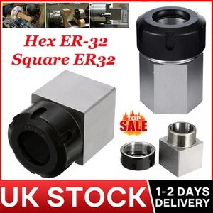 Square ER32 + Hex ER-32 Collet Chuck Block Holder for Lathe Engraving Machine UK - Picture 1 of 29