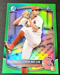 2025 Bowman Chrome 1st Green /99 Chen-Wei Lin Refractor Cardinals #BCP-141 - Picture 1 of 2