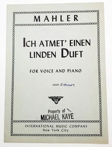Mahler Ich Atmet' Einen Linden Duft Sheet Music For High Voice And Piano - Picture 1 of 3