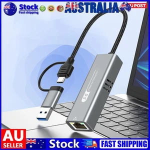USB/Type C To Ethernet Adapter 5000Mbps RJ45 To Type C Ethernet Converter - Afbeelding 1 van 9
