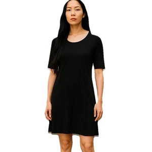 Vestido Eileen Fisher manga 3/4 negro elástico jersey tejido para mujer talla mediana - Imagen 1 de 10