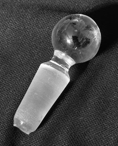 Vintage Clear Round Ball Glass Bottle Apothecary Jar Stopper 1 3/4" x 1/2" - Picture 1 of 2