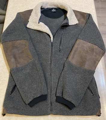 Kuhl Alpenwurx Jacket Men's M Full Zip Gray Fleece Sherpa Trim Faux Suede - Image 1 of 4