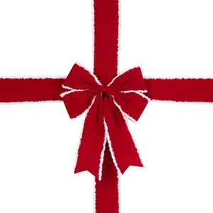 Northlight 14' Red and White Velvet Christmas Door Bow - Picture 1 of 5