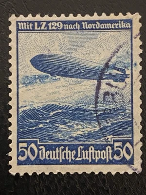 Estampillas de Alemania de 1936 Scott #C57 Reich correo aéreo usado Ng 50, autenticadas Foto 1 de 2