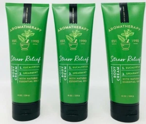 3 BATH & BODY WORKS AROMATHERAPY STRESS RELIEF BODY CREAM EUCALYPTUS SPEARMINT - Picture 1 of 1