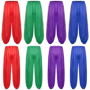 Herren Arabischer Prinz Stage Halloween Lamp Hosen Gold Trim Bloomer Einfarbig - Bild 1 von 49