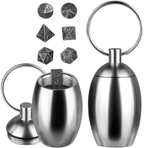 7 Stck. Micro Würfel mit Schlüsselanhänger Etui Protable Rollenspiel DND Perfektes Zubehör - Bild 1 von 18