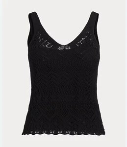 Ralph Lauren Pointelle Damen-Stricktank schwarz Größe XXS neu mit Etikett $ 125 - Bild 1 von 10