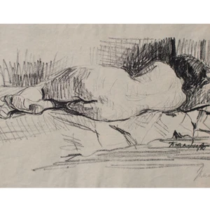 Hans Vogts Frauenakt Rückenakt Jugendstil signiert Lithografie Anfang 20. Jh. - Bild 1 von 4