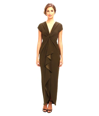 Catherine Malandrino $990 NUEVO Vestido Largo Manga Gorra Volantes Formal Cóctel 4 Foto 1 de 2