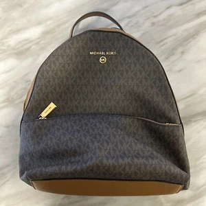 MICHAEL KORS VALERIE MD TRAVEL SCHOOL BACKPACK MK Brown Acorn Luggage - Picture 1 of 8