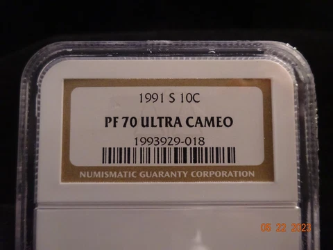 1991-S Roosevelt Dime, NGC PF70 Ultra Cameo - Brown Label Cover