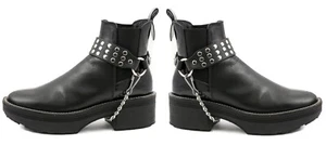 NAILHEAD Genuine Leather Bootstrap Chain Bikers Costume Punk Goth Western USA - Picture 1 of 5