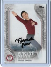 2018 TOPPS OLYMPICS VINCENT ZHOU SILVER AUTOGRAPH CARD #US-18 ~ /50 ~ SKATING