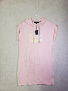 Tommy Hilfiger Women Large Pink Cotton Blend Short Sleeve Drawstring Hoodie - Picture 1 of 20