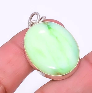 Lemon Chrysophrase - Tanzania Gemstone 925 Sterling Silver Pendant 1.37" A33 - Picture 1 of 1