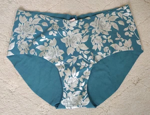 Victorias Secret Sexy Illusions No Show Hiphugger Panty Teal Foil Silver Roses L - Picture 1 of 4
