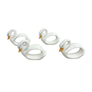 Vintage Swan Duck Napkin Ring Holders Ceramic Porcelain Set of 4 - Picture 1 of 6