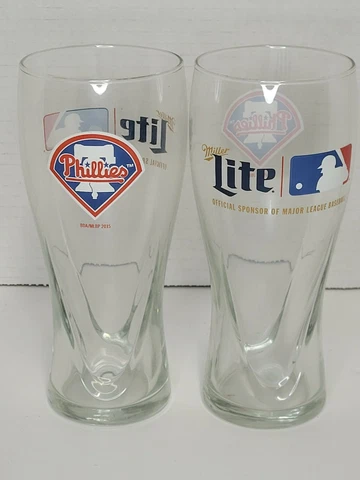 Philadelphia Phillies MLB Miller Lite Beer Glasses 2015 Set of 2 Cover