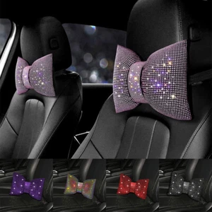 Women Bling Bows Rhinestone Car Headrest Neck Pillow Car Interior Parts 1 Pack - Bild 1 von 21