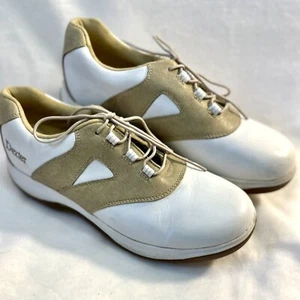 Women’s Dexter Lace-up Comfort Fit Golf Shoes Tan & White Saddle Style Size 8.5 - Picture 1 of 16