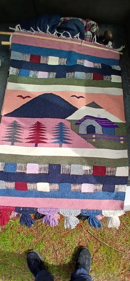 1980’s Southwestern Adobe Woven Textile Wall Hanging Home Decor Fiber 26x40” - Image 1 of 3