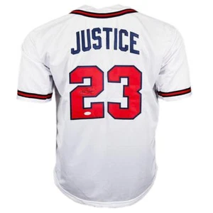 David Justice Signed Atlanta White Baseball Jersey (JSA) - Picture 1 of 2