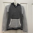Lululemon Ivviva Girls 12. Black And White Striped Hooded Sweater.