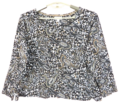 TB15019-CHARTER CLUB Luxury Women's Cotton Top 3/4 Sleeve Paisley Multicolor 1X - Image 1 of 4
