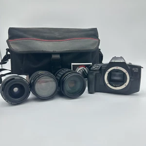 Canon EOS 650 REFLEX con EF 28 mm, obiettivo ultrasuoni 100-300 mm, 35-105 mm testato e funziona - Foto 1 di 11