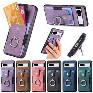 For Google Pixel 8 7 Pro 7A 6 Leather Wallet Ring Card Holder Magntic Case Cover - Picture 1 of 34