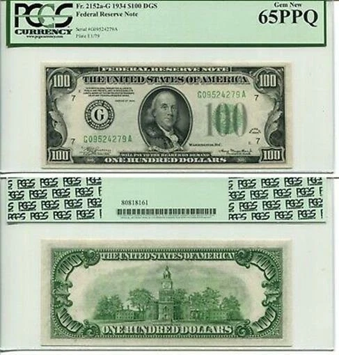 FR 2152-G 1934 $100 Federal Reserve Note 65 PPQ GEM NEW - Image 1 of 1
