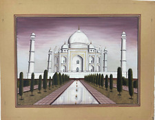 Taj Mahal in India An enormous white marble mausoleum handmade paper painting