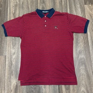 VTG Polo Golf Ralph Lauren Polo Shirt Men's Large Red Striped Embroidered Sheild - Picture 1 of 6