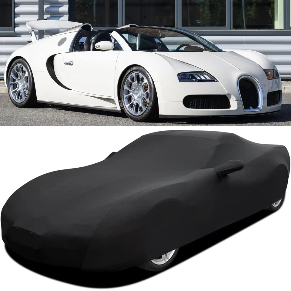 Cubierta Completa de Coche Exterior Interior Satinado Elastizada Impermeable Negra para Bugatti Veyron Foto 1 de 4